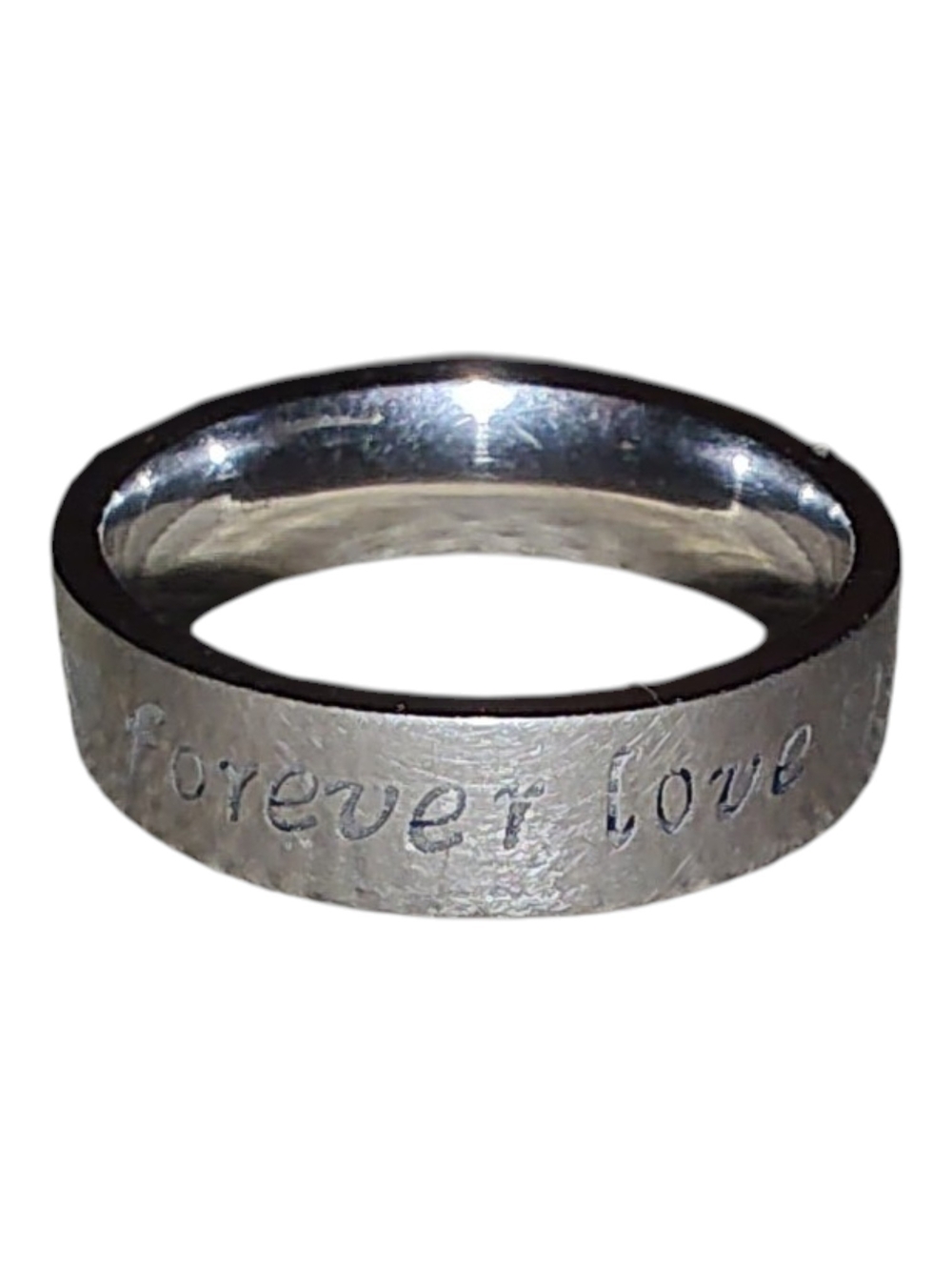 Forever Love Engraved Fashion Silver Tone Band Ring Purity Minimalist
